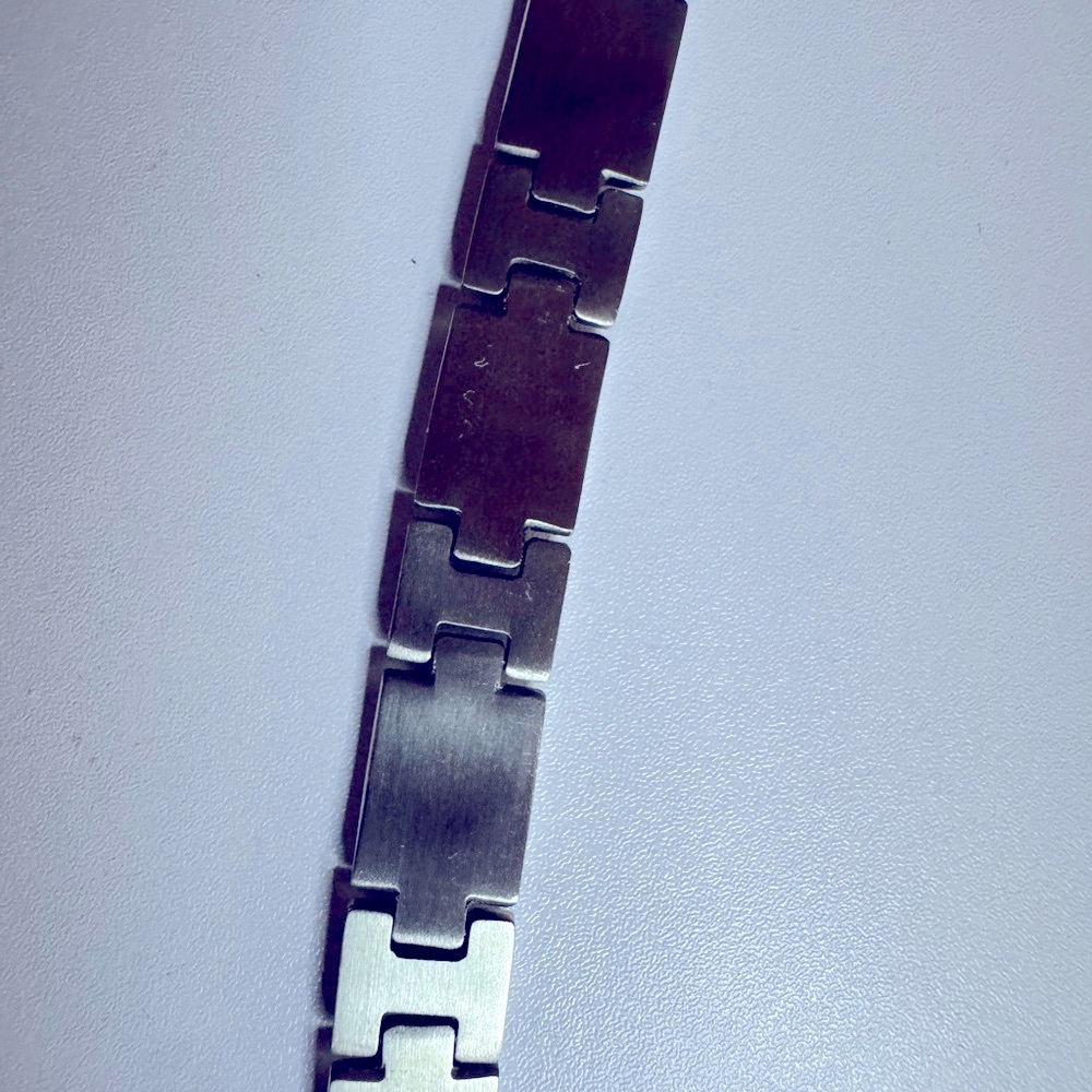 Silver Stainless Steel Rectangular Link Jewelry Bracelet - Picture 4 of 8